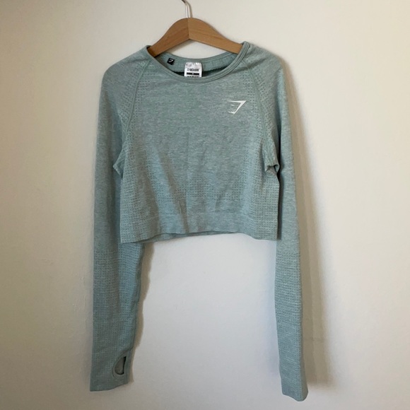Gymshark Tops - Gymshark vital seamless green crop top sz M